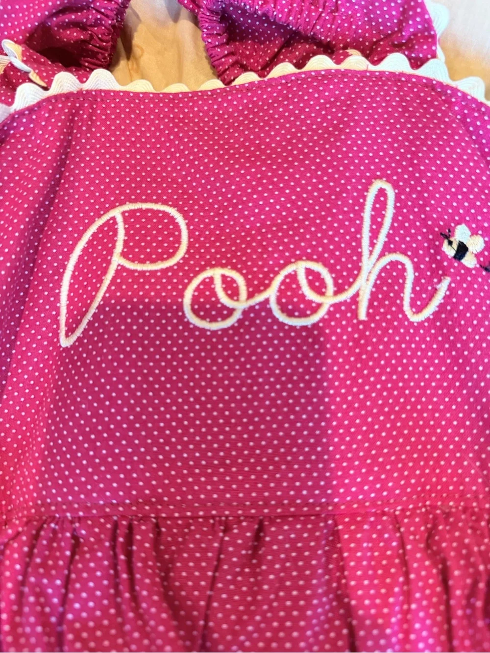 Pooh Yellow & Red Girls' Dress with Hunny Pouch